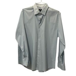 Express Slim Solid Stretch Modern Tech 1MX Dress Shirt Light Blue Large